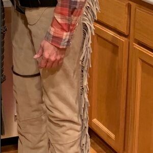 Fringe Detail Tan Pants